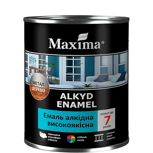 Емаль алкідна високоякісна, біла глянсова, ТМ "Maxima" -2,3 кг
