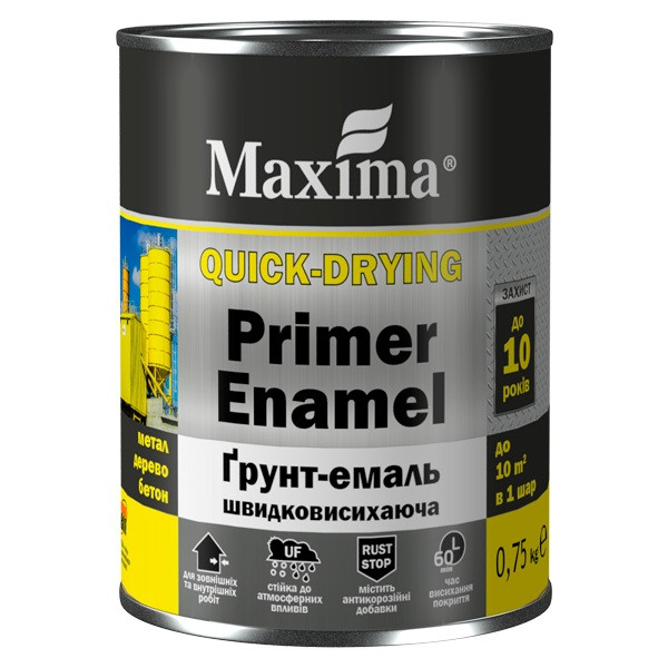 Грунт-емаль швидковисихаюча, темно-коричнева, ТМ"Maxima" 0,75 кг