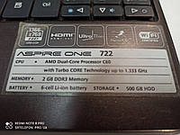 Acer aspire one 722 матрица битая, рабочая