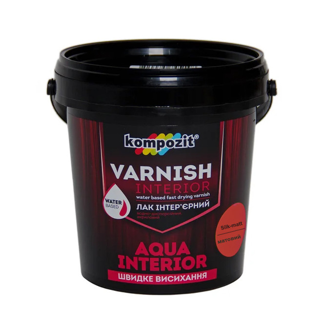Лак інтер"єрний AQUA INTERIOR "Kompozit" (шовковисто-матовий, 0,75 л), фото 1