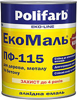Атмосферостойкая эмаль Polifarb ЭкоМаль ПФ-115 0.9 кг Желто-коричневая
