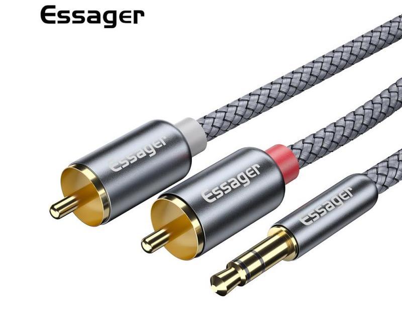 Кабель 2RCA-Jack 3.5 мм ESSAGER 5м. (EYPZJ-MY0G)