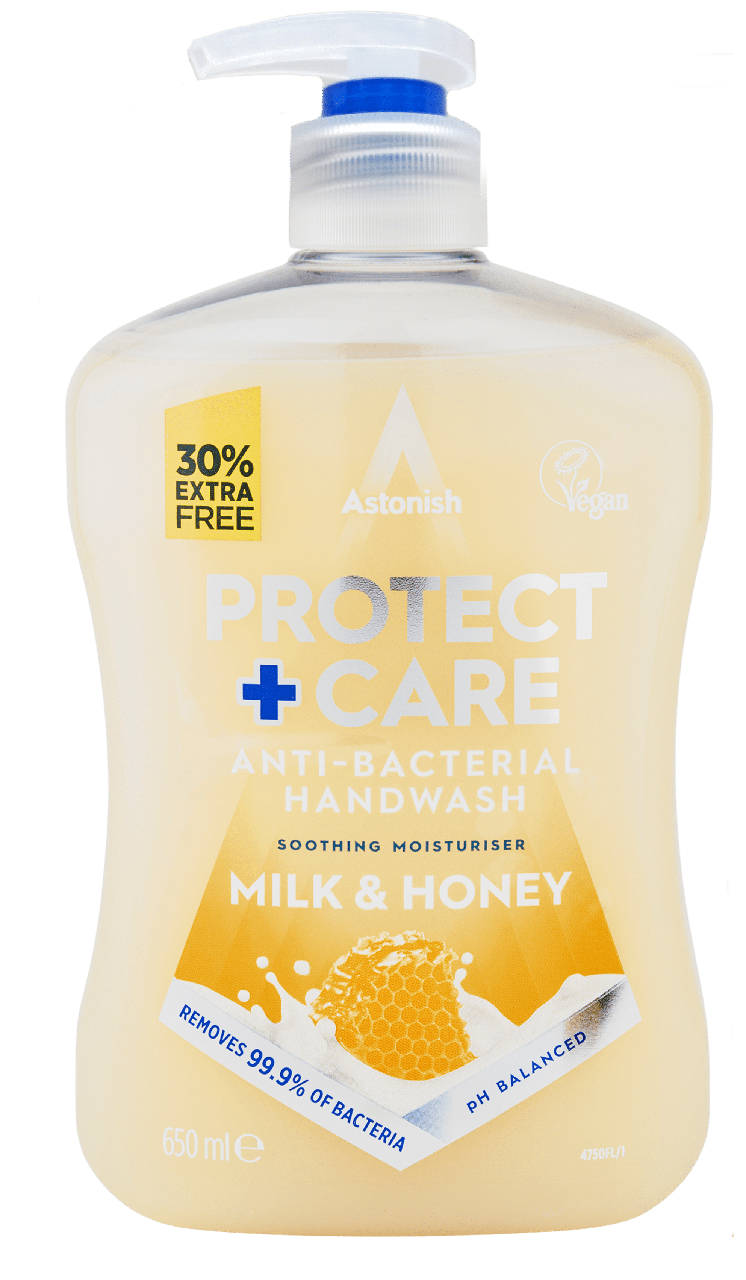 Антибактеріальне мило з есенцією молока та меду Astonish Protect + Care Milk & Honey 650 мл.