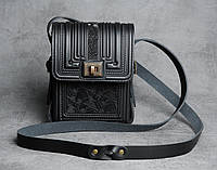 Кожаная сумка ручной работы с тисненым орнаментом, кожаная сумка-барсетка через плечо