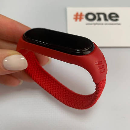 Ремінець для Xiaomi Mi Band 5 тканинний монобраслет 150mm розмір S ремінець на сяомі мі бенд 5 червоний brd, фото 1