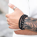 Браслет чоловічий з натурального каменю TWIN PEAKS чорний комплект, фото 3