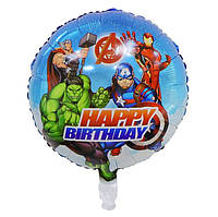 Фольгированный шар Мстители Marvel Happy Birthday круглый 45см (18")