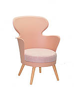 Стілець-крісло в скандинавському стилі пластиковий на букових ніжках з м'яким сидінням Armin ,колір рожевий 68