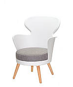 Стілець-крісло в скандинавському стилі пластиковий на букових ніжках з м'яким сидінням Armin ,колір білий 07