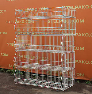 Набір презентаційних кошиків 5 штук у комплекті, акційні кошики, 100х55х145 см, білі