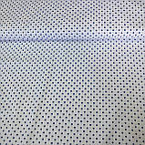 Тканина з синіми горошинками 4 мм на білому фоні, фото 2