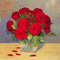 Алмазная вышивка" Букет роз" роза у вазе,полная выкладка, ,мозаика 5d, наборы 30х30 см