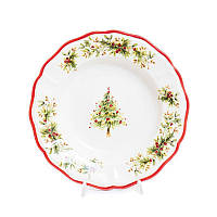 Набор керамических тарелок для супа с рисунком "Новогодняя красавица" Villa Grazia, 6 шт.