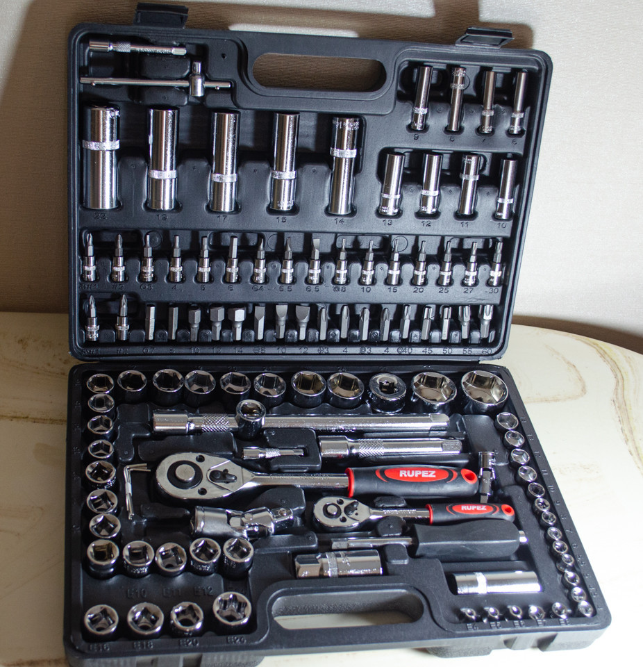 Набір інструментів, ключів, головок RUPEZ — 108 шт, Набір інструментів для авто