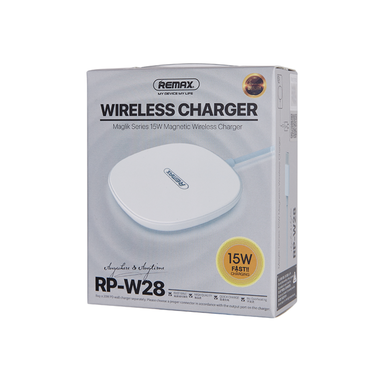 Магнітний бездротовий зарядний пристрій Remax Original RP-W28 Maglik Series Wireless 15W Швидке заряджання