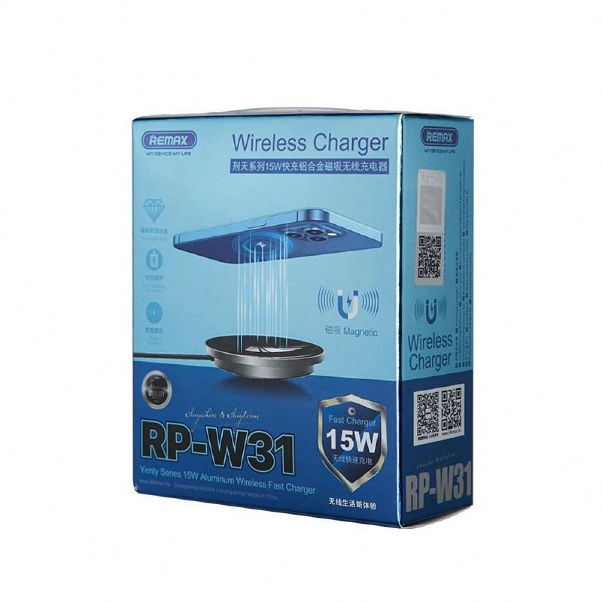 Магнітне Бездротове зарядний пристрій Remax Original RP-W31 Yenty Series Wireless 15W Швидка зарядка