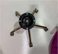 Стілець Foro Button GD-Modern Office чорна екошкіра на золотій хрестовині з колесами, регулювання висоти, фото 8