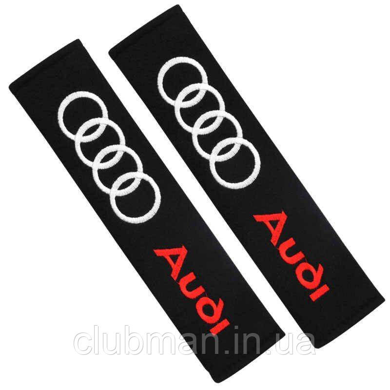 М'які накладки на ремені безпеки чохол AUDI (Ауді) Червоні
