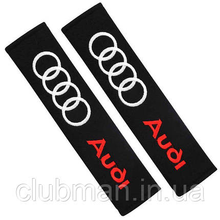 М'які накладки на ремені безпеки чохол AUDI (Ауді) Червоні, фото 1