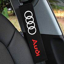 М'які накладки на ремені безпеки чохол AUDI (Ауді) Червоні, фото 3