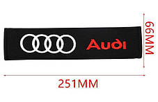 М'які накладки на ремені безпеки чохол AUDI (Ауді) Червоні, фото 4