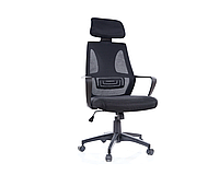 Кресло офисное Q-935 механизм Tilt крестовина пластик Черный, спинка сетка, сиденье ткань Черная (Signal ТМ)