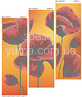 Схема для вишивки бісером триптих маки