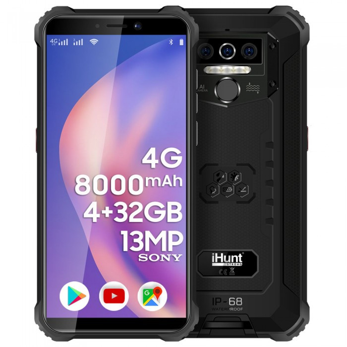 Протиударний телефон захищений водонепроникний смартфон iHunt TITAN P8000 PRO 2021 Black