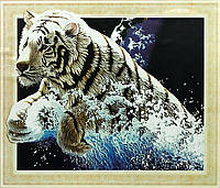 Алмазна Мозаїка на підрамнику. Набір алмазної вишивки на підрамнику "Білий тигр". Розмір 50*40 см.