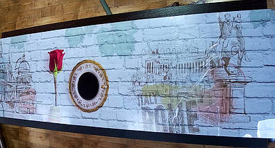 Фото панель універсальна ПЕТ, Самофіксована, 62 х 305 см (товщіна 1.2 мм), цегляна стіна з малюнками, фото 5