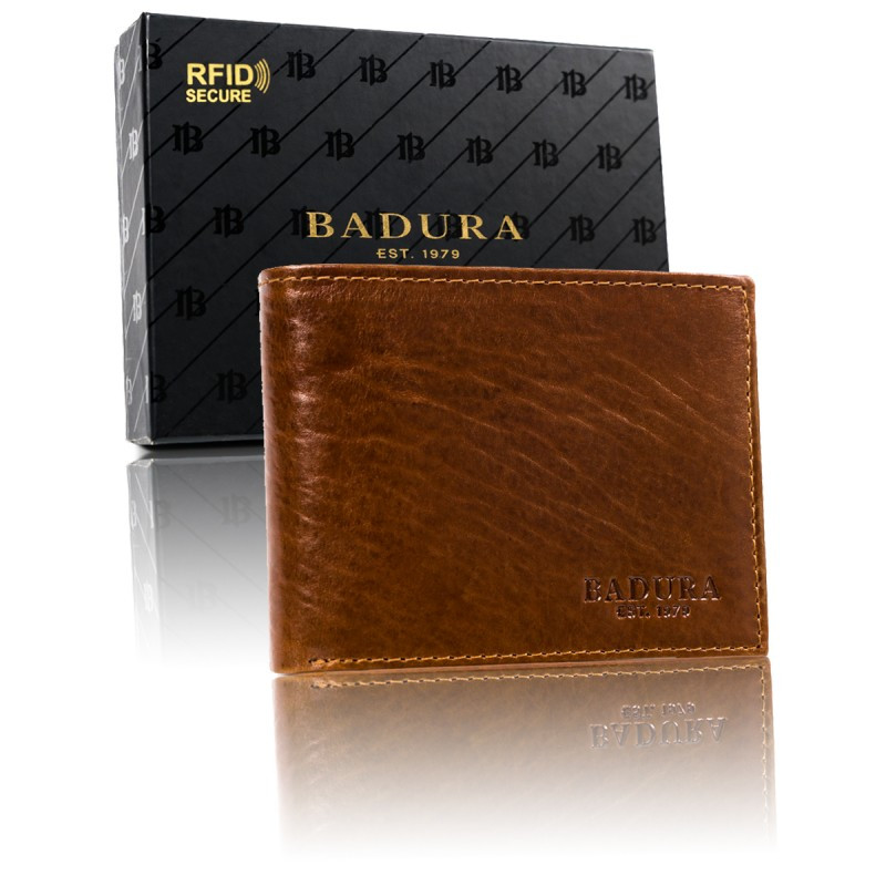 Чоловічий шкіряний гаманець Badura з RFID 9,5 х 12 х 2,5 (PO_M047ZI_CE) - світло-коричневий