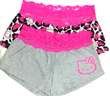 Шорти піжамні жіночі з мереживом HELLO KITTY Туреччина S,M,L,XL ,2 кольори, бавовна