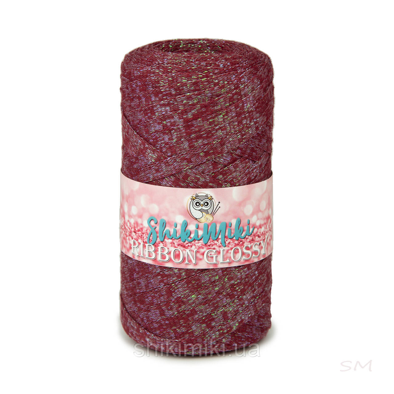 Трикотажний плоский шнур Ribbon Glossy , колір Бордо