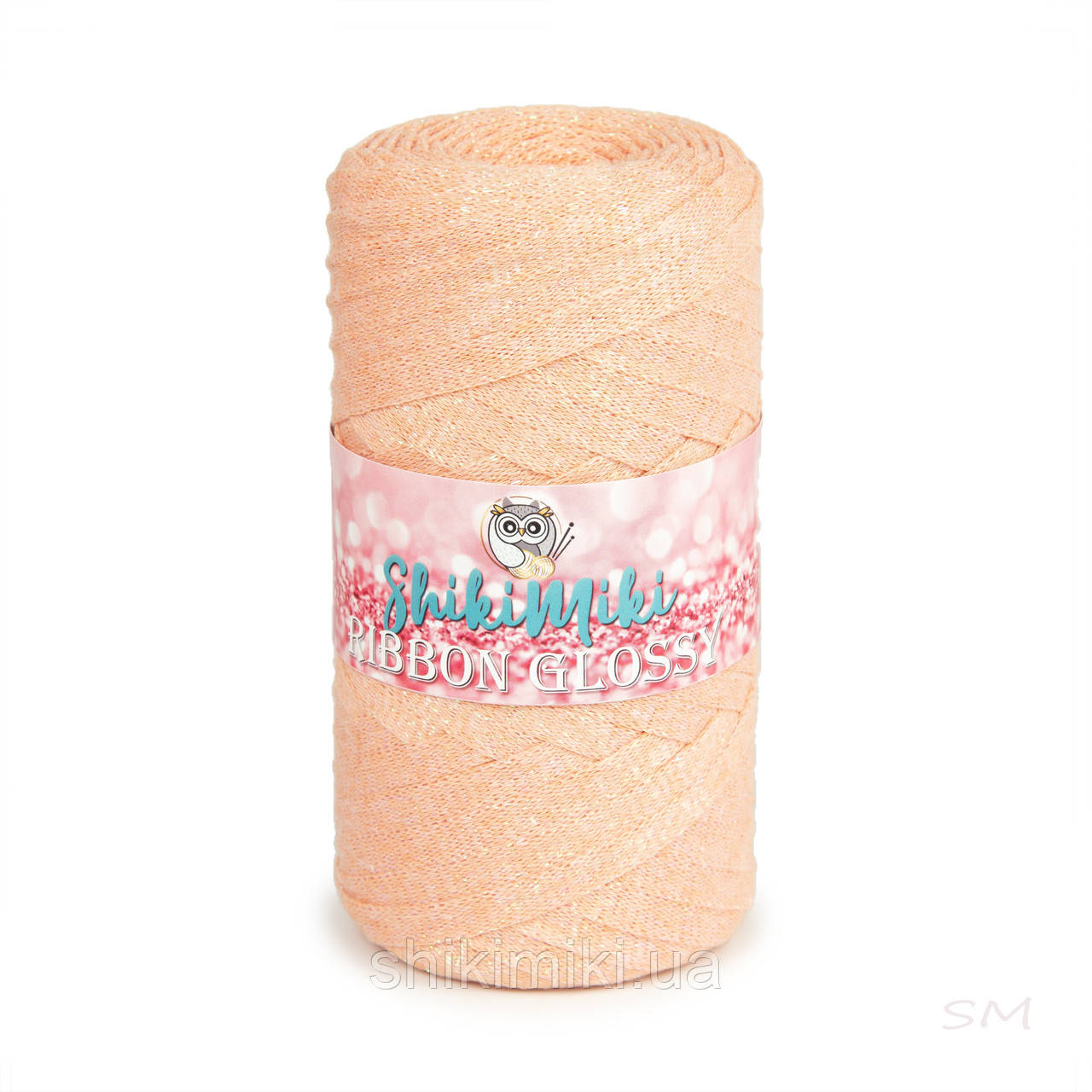 Трикотажний плоский шнур Ribbon Glossy, колір Персиковий