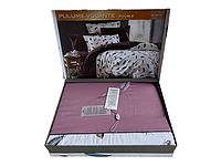 Постельное белье Maison D'or Pulume Volante lilac сатин люкс с вышивкой евро