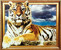 Алмазна Мозаїка на підрамнику. Набір алмазної вишивки на підрамнику "Тигр". Розмір 50*40 см.