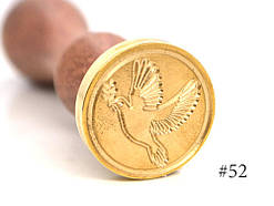 Блакитний — Друк для сургуча, з дерев'яною ручкою