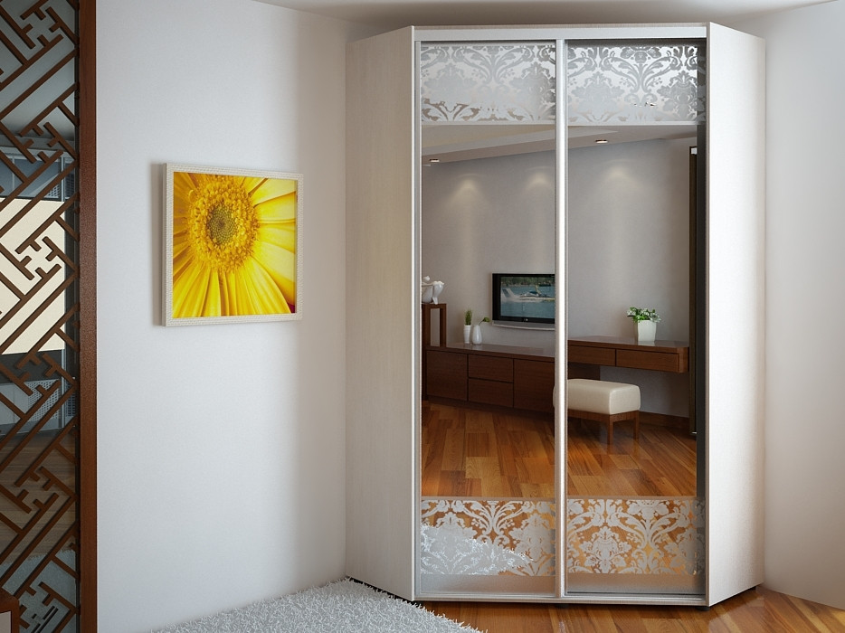 Кутовий Шафа-купе FLASHNIKA Економ №31(двері дзеркало вставки піскоструй), фото 1