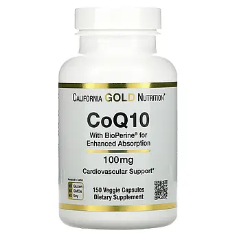 California Gold Nutrition, Коензим Q10 з екстрактом Bioperine, CoQ10 100 мг, 150 рослинних капсул