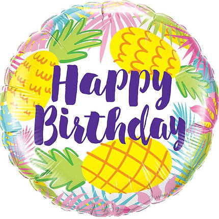 КТ015 КИТАЙ-КТ Коло 18" Happy Birthday - ананаси, фото 1