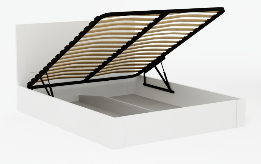 Ліжко дерев'яне з підйомним механізмом Мілан  ArtWood, колір білий