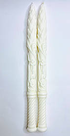 Свічка воскова віночна Шишка біла висота 41 см. (Пара)