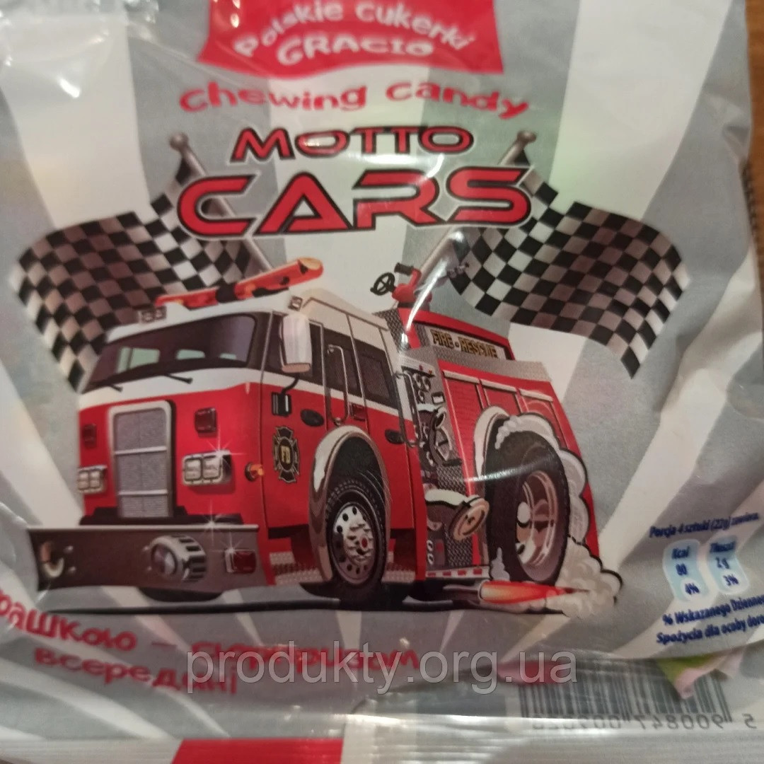 Жувальні цукерки з сюрпризом Moto Cars Gracio Chewing Candy 90 г Польща (опт 5 шт)