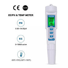 Комбінований вологозахищений EC/pH метр PH/EC-983 (ЕС-3587) з термометром, змінним електродом, АТС