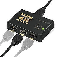 Пасивний HDMI свіч з пультом ДУ IR, 1080Р, 1,4 версія, 1=>3 порту, Blister