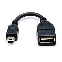 Кабель USB 2.0 AF/Mini-B OTG, 0,1 m, чорний