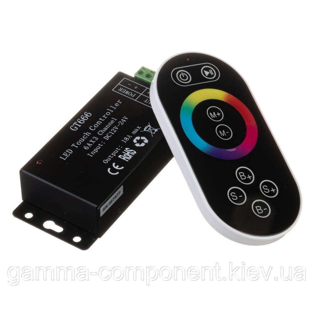 Контролер для світлодіодної стрічки RGB 18 A, 216 Вт, чорний радіопульт сенсорний 8 кнопок