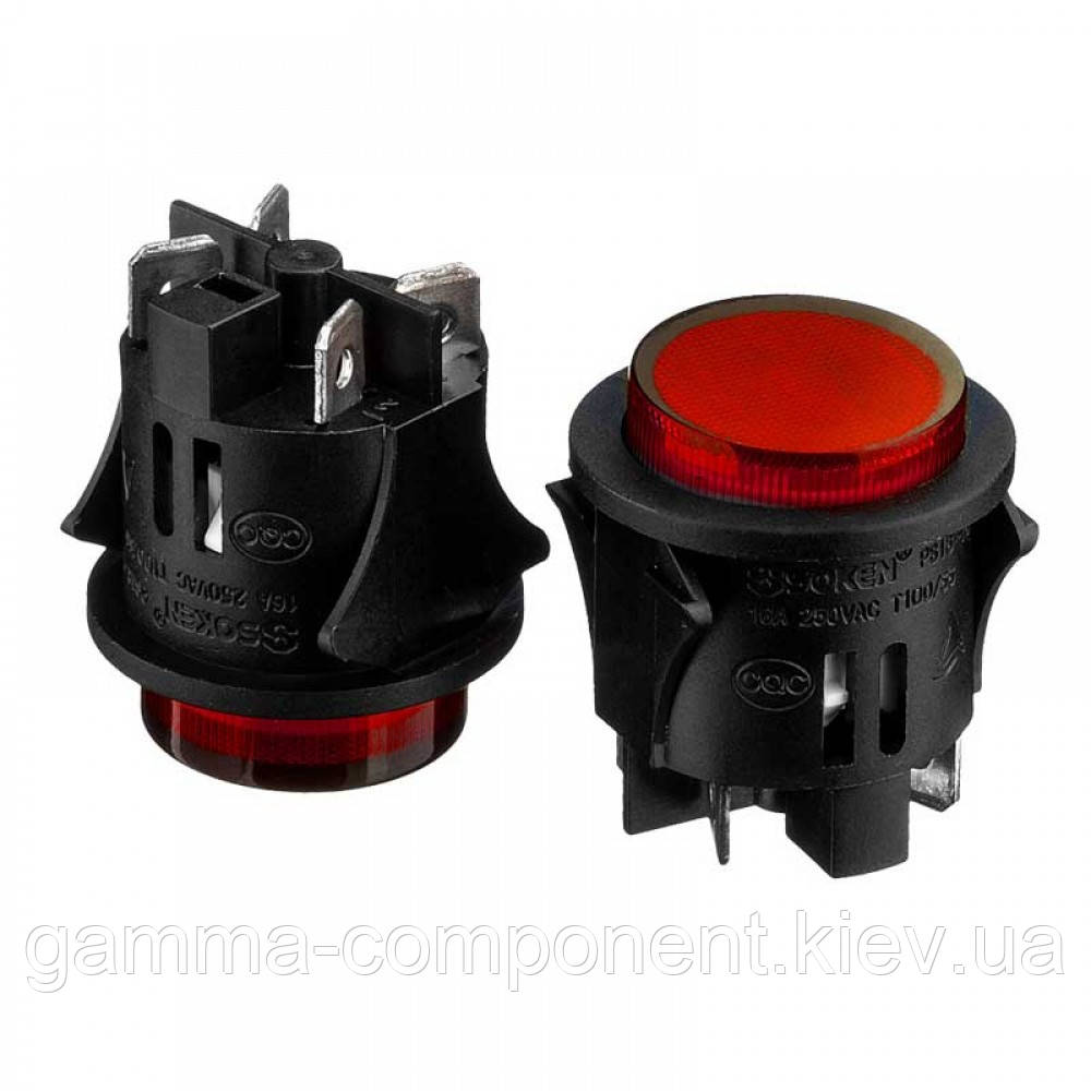 Натискна Кнопка PS-18-16, OFF-ON, 220V, червоний