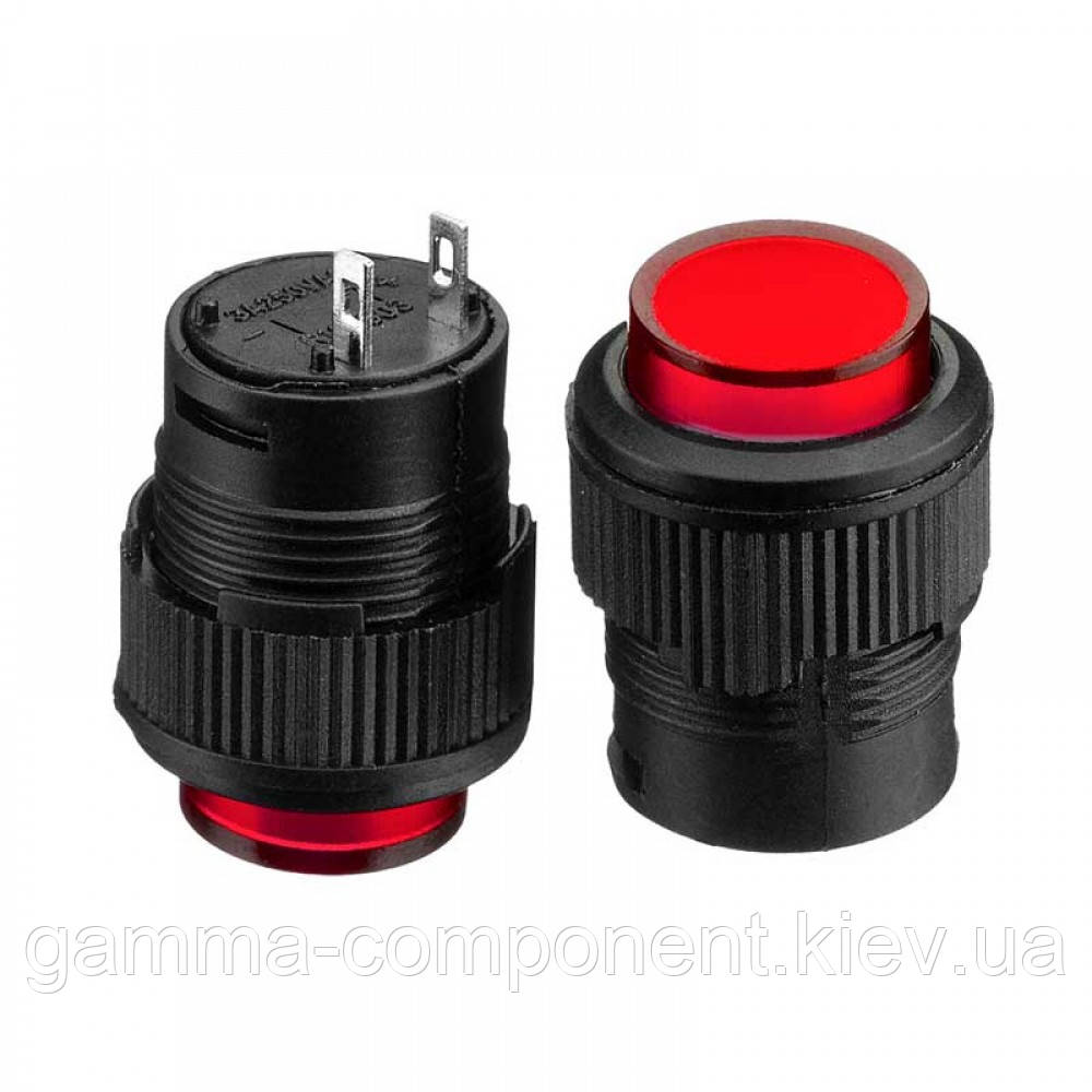 Натискна Кнопка R16-503AD, ON-OFF, червона LED