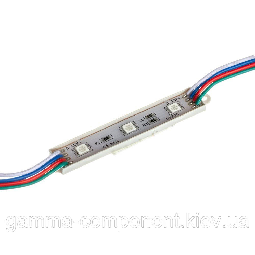Світлодіодний модуль (кластер) SMD5050, 3led, 0,72 W, RGB, 12В, IP65, фото 1